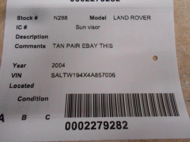 Driver Sun Visor Discovery With Illumination Fits 00-04 LAND ROVER 196650 Foto 2 de 4