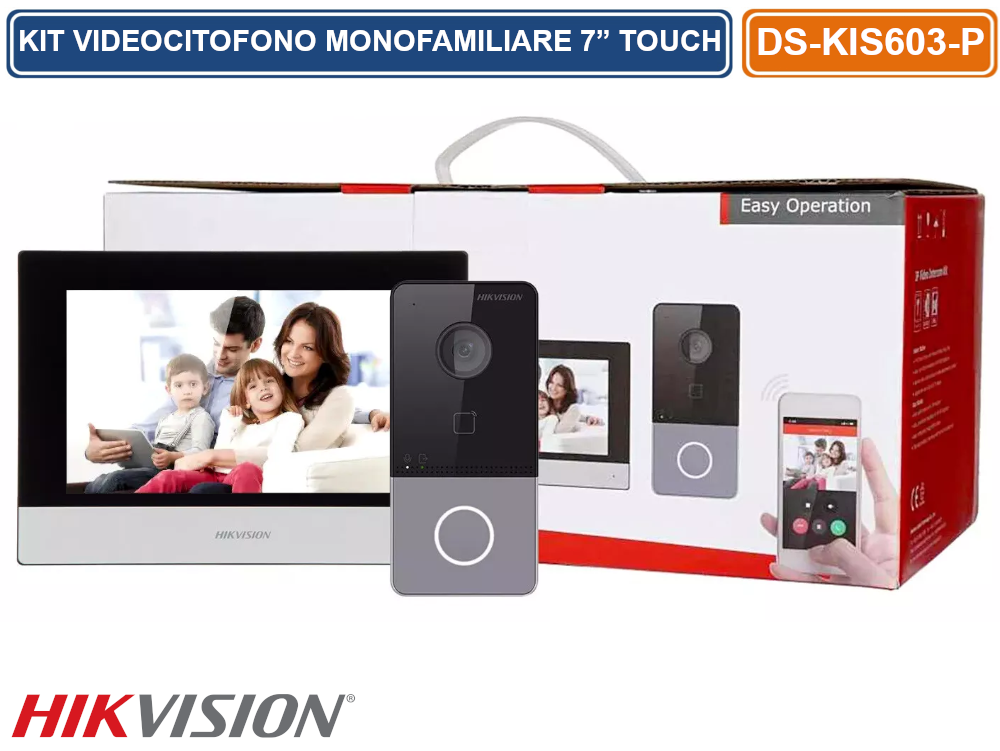 KIT VIDEOCITOFONO MONOFAMILIARE IP PoE FULL HD 2MP MONITOR 7" TOUCH SCREEN