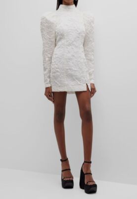 $431 Rotate Birger Christensen Women Ivory Crinkled Cut-Out Mini Dress Size 32
