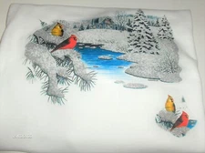 "Winter Cardinals" - Gildan (White) Fleece Long sleeve Crew Neck Sweatshirt