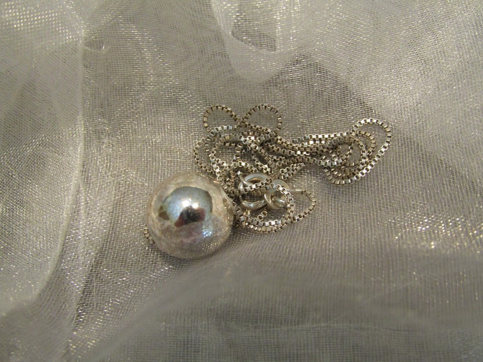 Sterling Silver Single Ball Bead Chain Necklace Italy 18.5 eBay