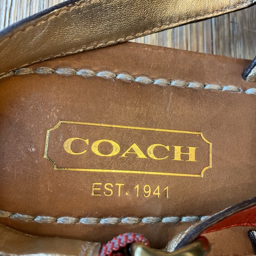 Coach Sari Floral slingback flat red leather buckle sandal size 9 - Picture 4 of 5