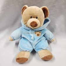 Ty Pluffies Tylux Soft Teddy Bear Blue Pajamas Sewn Eyes Lovey 2012 10" Plush 