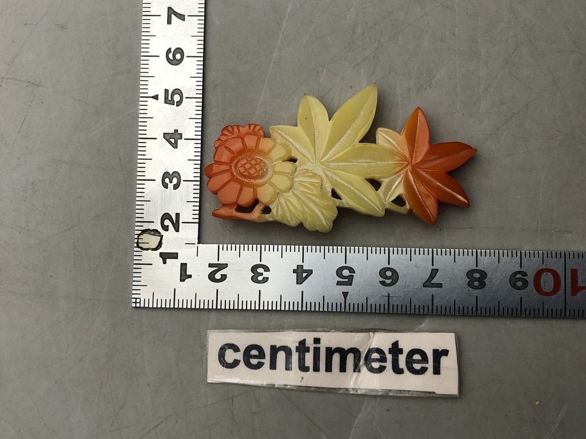 Y8533 OBIDOME celluloid sash clip brooch Japan antique kimono