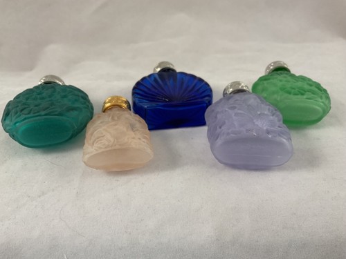 Vintage set of 5 czech bohemian mini perfume scent bottles - Picture 4 of 5