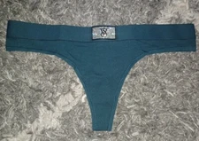 VS  cotton Logo studded thong Panty BRAND NEW SIZE X Small Deep Green