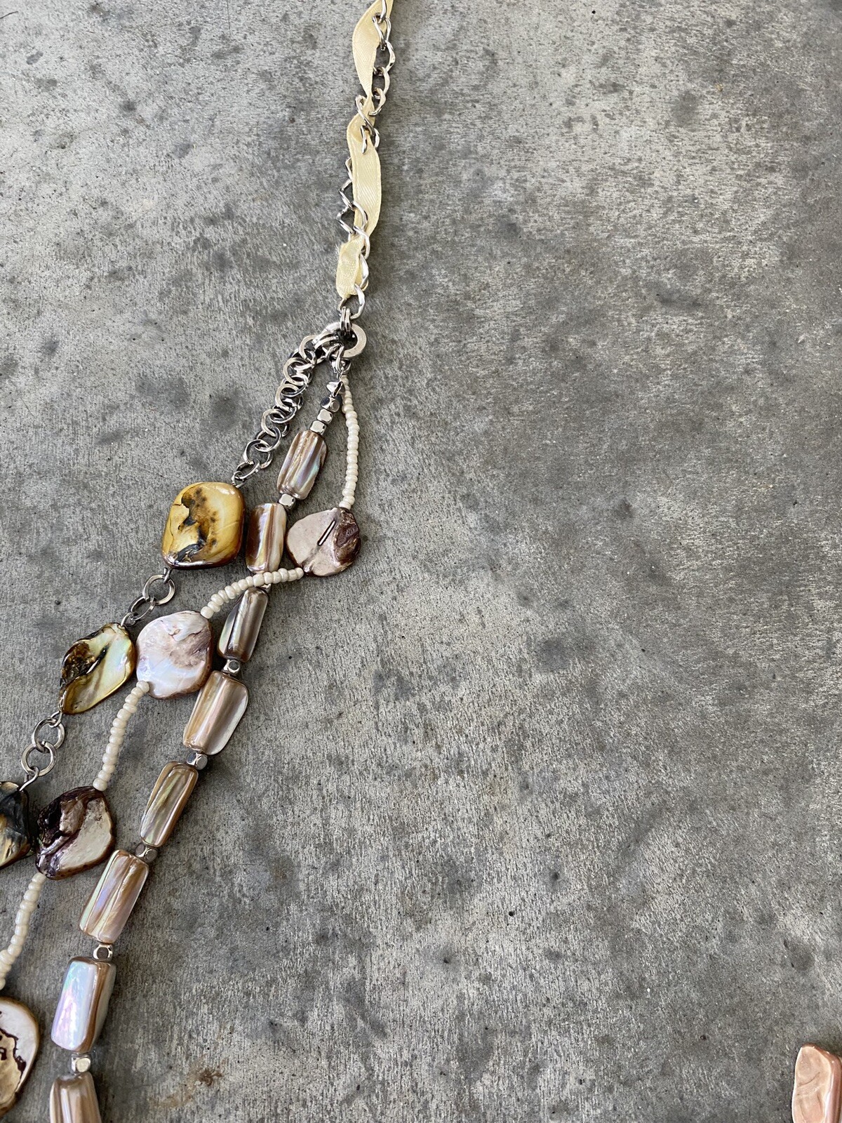 Beaded Necklace Shell Shells Layering Silver Tone… - image 2