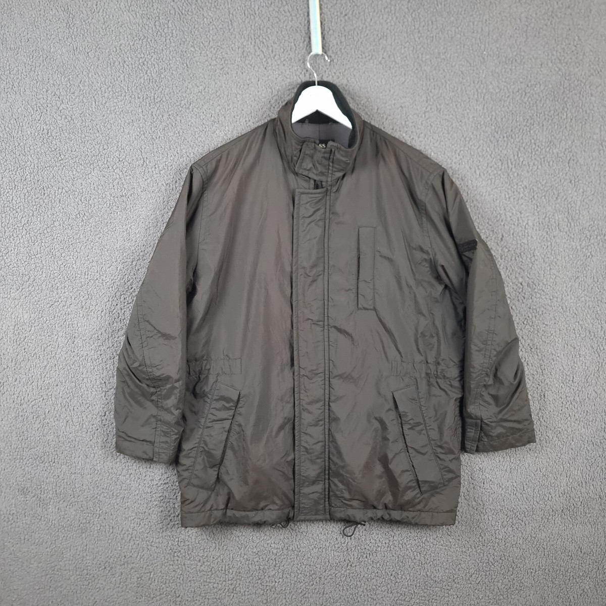 HUGO BOSS Jacket Mens 2XL Grey Coat Overcoat Collared Full Zip