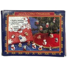 Giftco Holiday Set 16 Tiny Critters Mini Tree Ornaments Anthropomorphic Animals