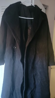 Larry Levine Wool Coat Women's Size 8 Black Long Collared Trench