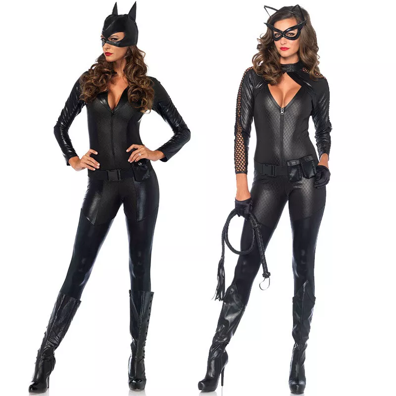 Mujeres Catwoman Traje de una pieza Catwoman Uniforme Disfraz Cosplay  Halloween