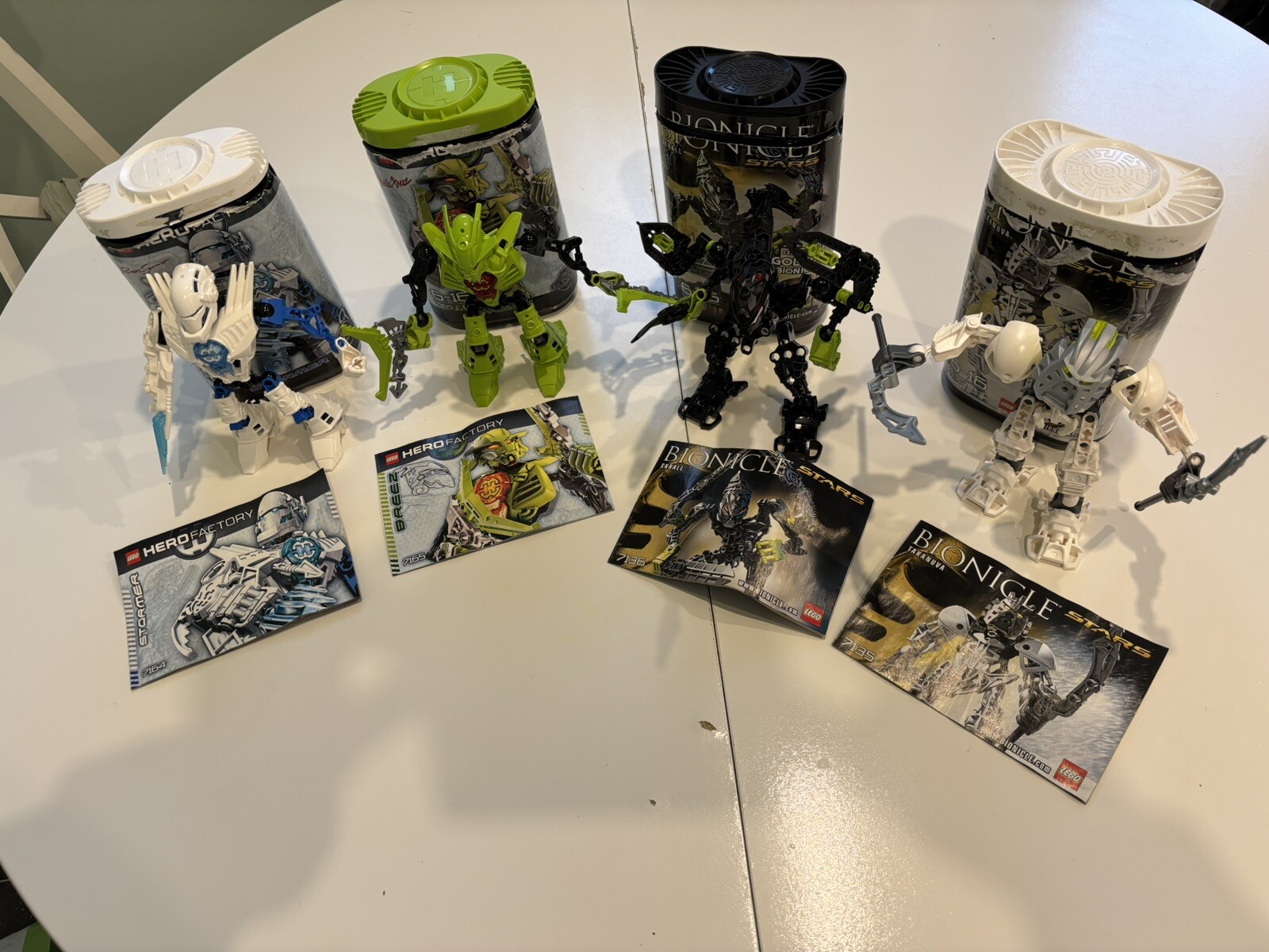 4 LEGO BIONICLE 7135 7136 7164 7165 Breez Skrall Instructions & Canisters VGC