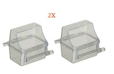 Feeder Seed Water Cup Bird Cage Crystal Clear Plastic Feeder Dish, Pack of 2