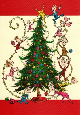 Dr. Seuss Merry Christmas Tree Grinch Who Whos of Whoville Holiday Greeting Card | eBay