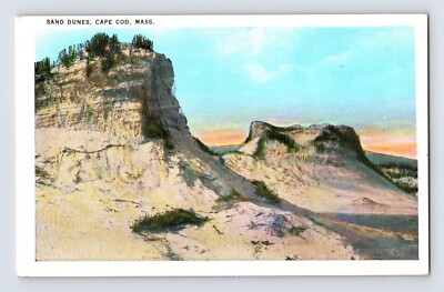 Postcard Massachusetts Cape Cod MA Sand Dunes 1940s Unposted Linen