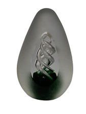 Vintage Art Glass Swirl Style Paperweight Figurine Ornament Teardrop Oval Shape