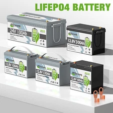 12V/24V 60A 100Ah 300Ah LiFePO4 Lithium Battery 100A BMS 4000+ Deep Cycle for RV