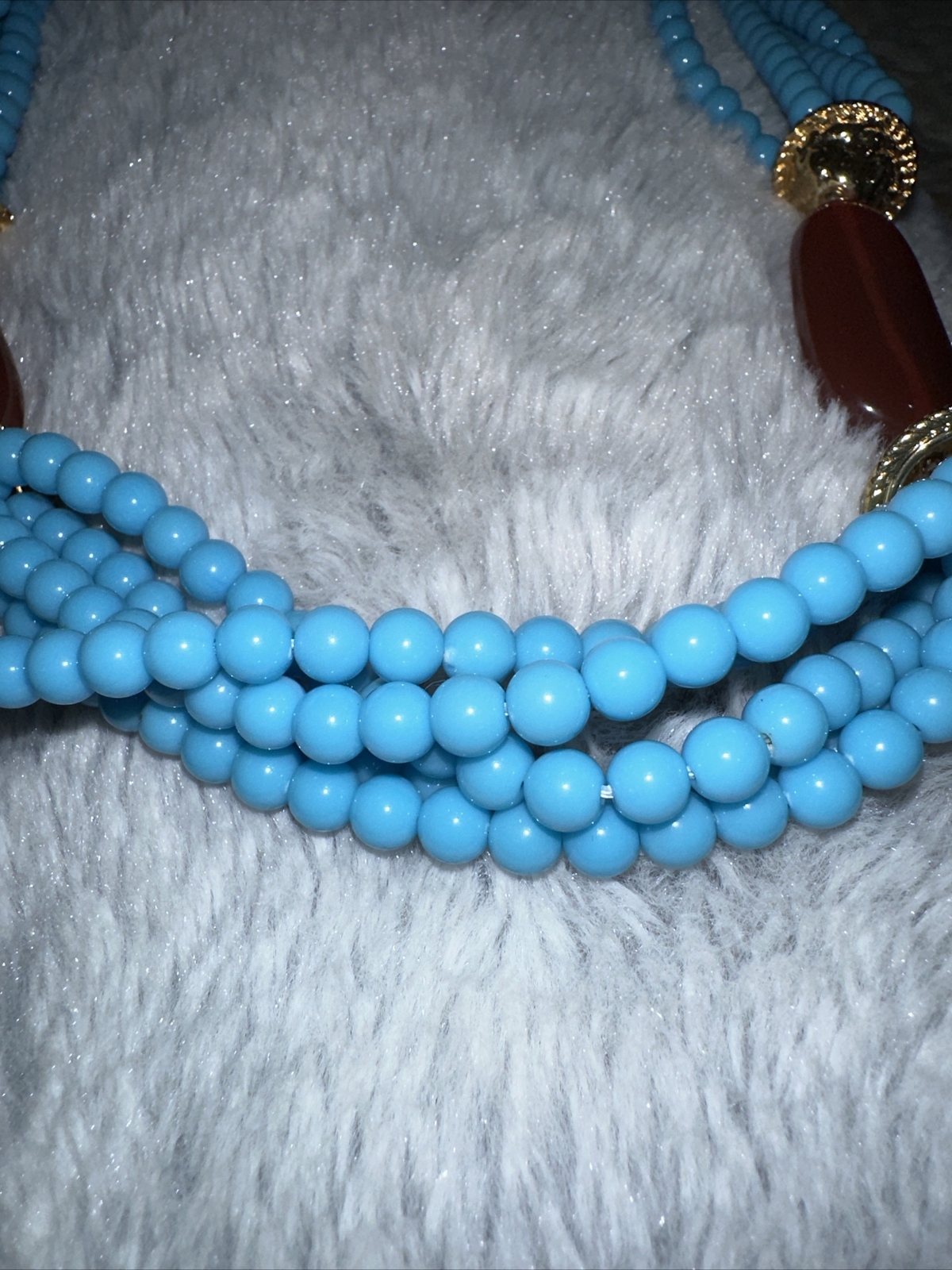 KENNETH J LANE MULTISTRANDS FAUX TURQUOISE & CARN… - image 6