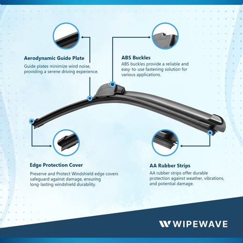 2pcs Wiper blades Set for Honda Civic 17-21 Front Windscreen | WipeWave - Picture 2 of 7