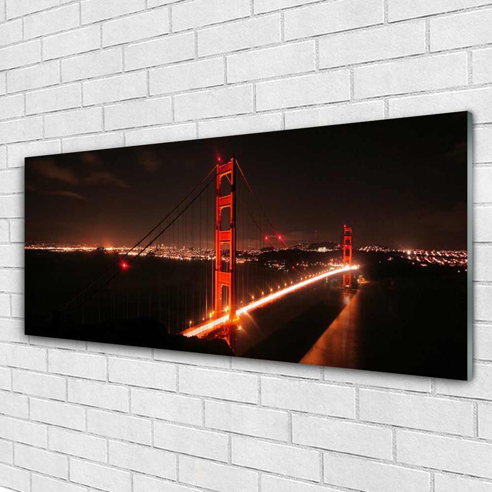 Tableau sur verre haut de gamme motif pont moderne dimension 125x50