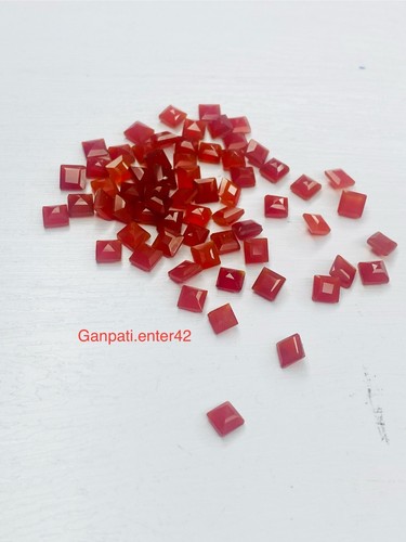 Red Onxy Faceted Square Cut 4x4 MM Calibrated Size Loose Gemstone E - Picture 5 of 7