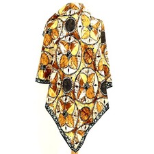 ANNE KLEIN GEOMETRIC BEIGE SQUARE silk scarf34/33 in A47