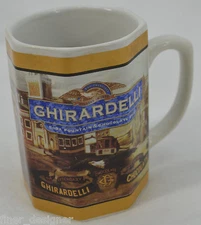 Ghirardelli Mug Hot Chocolate Octagon Houston Harvest Coffee Cup Tea Cup 4"  VTG