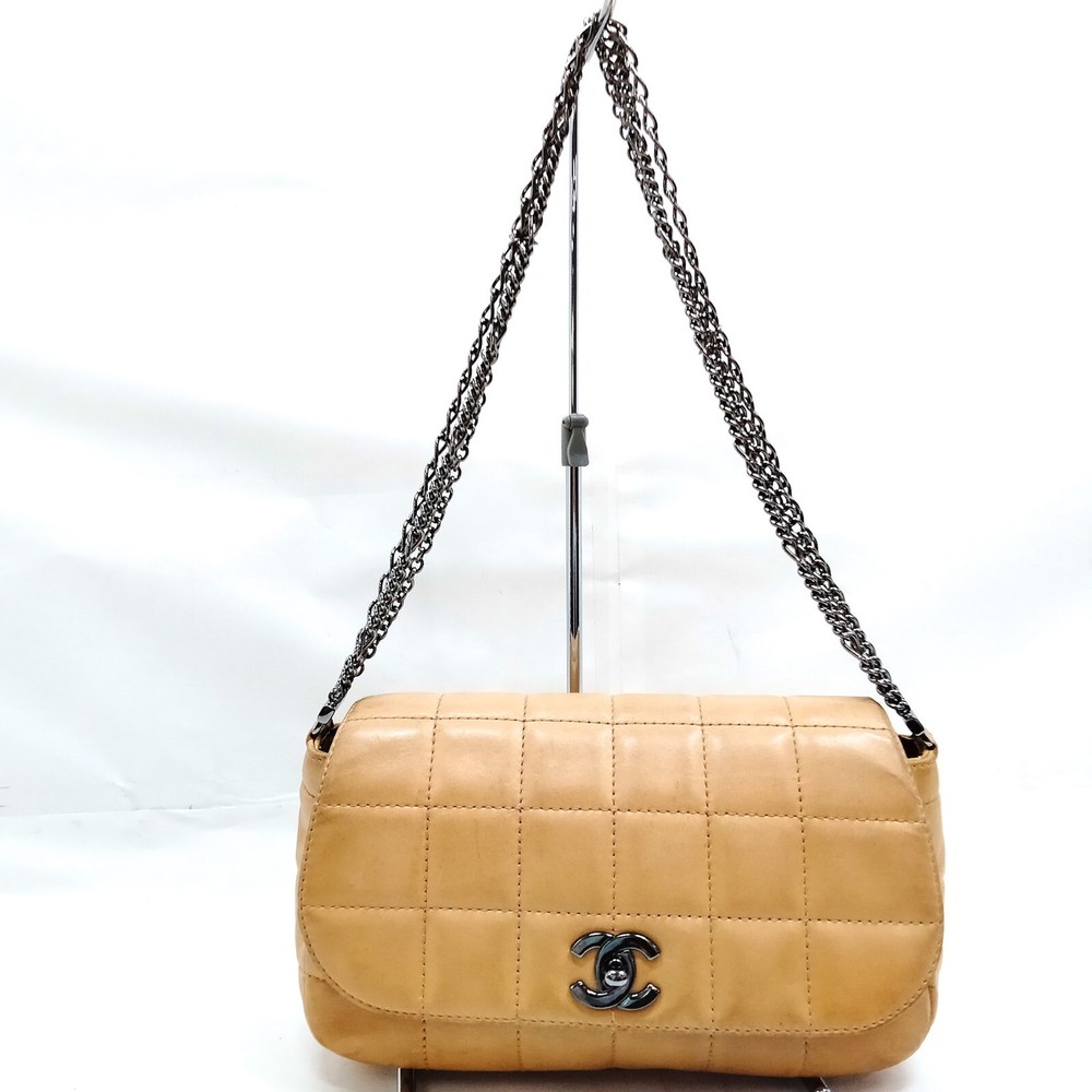 Chanel Shoulder Bag Chocolate Bar 4-rowChainshoulder Beige Lamb Skin 3128061
