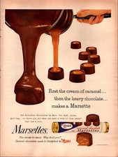 1958 Marsettes Chocolate Candy by Mars Great Colors Vintage Print Ad 842