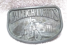 Raleigh Lights Semi Truck 18 Wheeler Dull Silver Belt Buckle Great Vintage