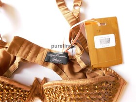 AGENT PROVOCATEUR SOIREE ASTRA SILK BRA 32D & THONG SIZE 2 UK 8 RRP &pound;720 NWT