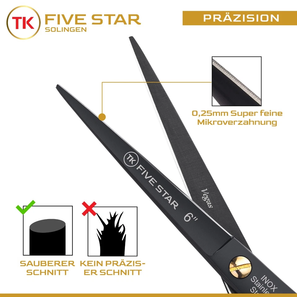 TK FIVE STAR SOLINGEN ® Vegas Profi 6'' extra scharfe Friseurschere Haarschere - Bild 2 von 4