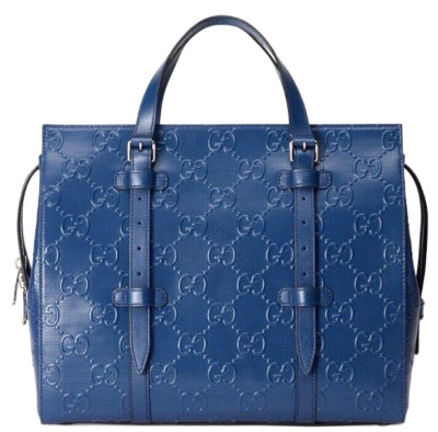 GUCCI GG Embossed Medium Tote Bag in Blue