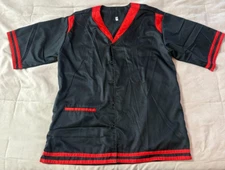 Unbranded Chefs Black Red Short Sleeve Button Up Jacket Coat Size Medium