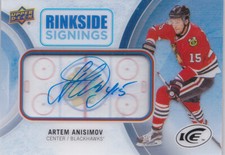 16-17 UD Ice Artem Anisimov Auto Rinkside Signings Blackhawks 2016