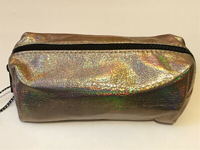 NEW COPPER BRONZE HOLO HOLOGRAPHIC IRIDESCENT COSMETIC MAKEUP BAG POUCH TRAVEL
