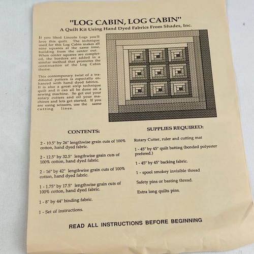 Better Homes & Gardens Log Cabin Quilt Kit 41" x 41" 1988 Stacy Michell TL-446 - Picture 4 of 4