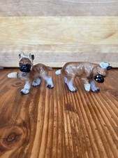 2 Boxer Dog Figurines Crying with Bandages Japan - Flaw
