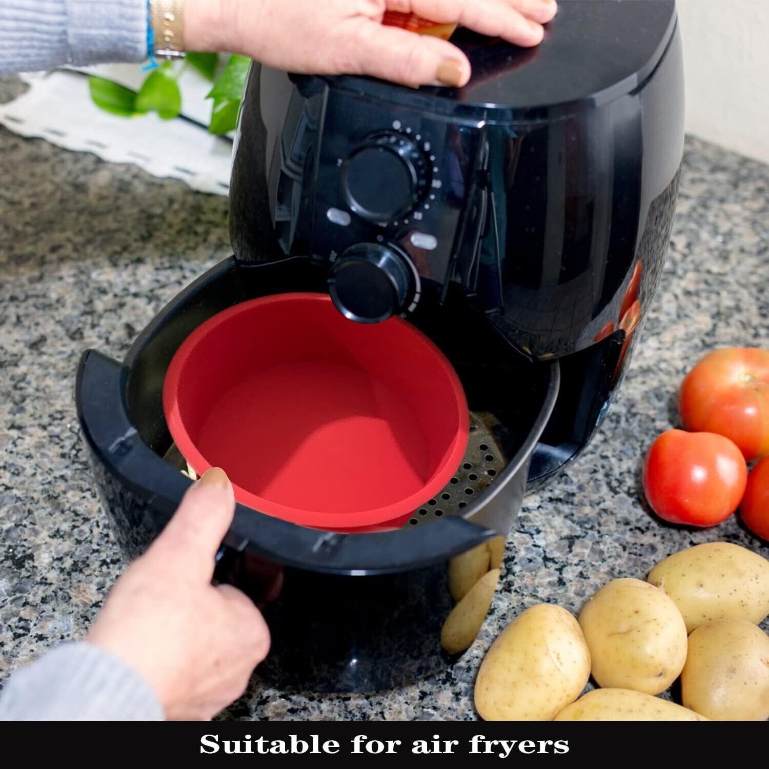 2pcs 6 Inch Silicone Cake Tins for Baking, Air Fryer Silicone Liner