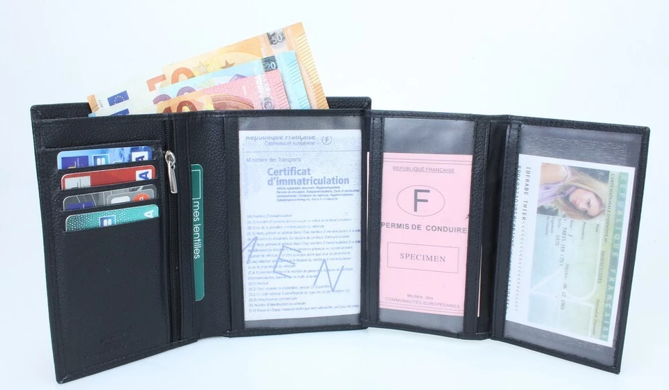 Portefeuille Homme Tout en Un  RFID en véritable Cuir - Photo 4/4