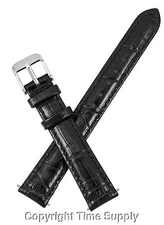 16 mm BLACK LEATHER WATCH BAND CROCO WITH SPRNG BARS
