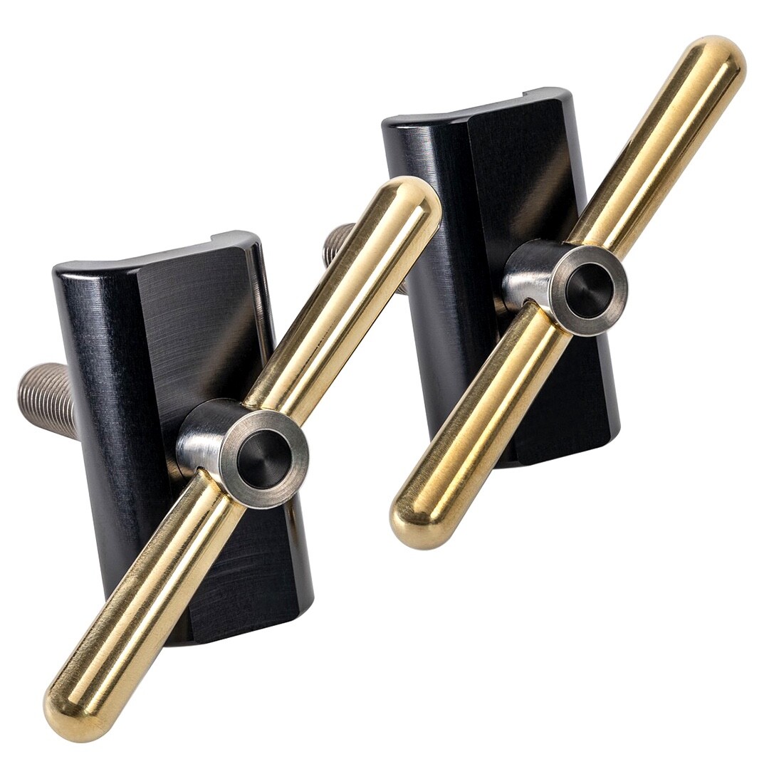 Brompfication Hinge Clamp Set - Titanium for BROMPTON (Black/Brass