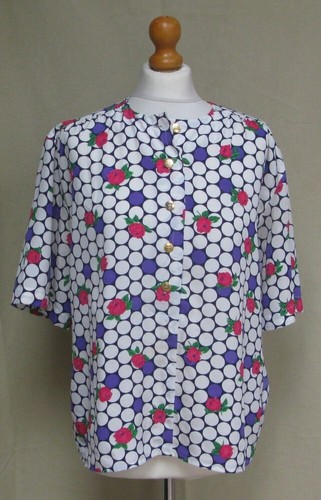 Hardy Amies, Vintage 80's Hardy Amies London floral spot blouse top size 42 / 14 16