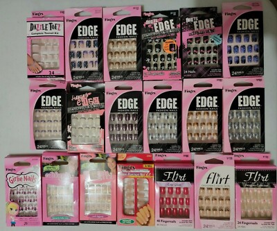 *NO GLUE* FING'RS EDGE NAILS FLIRT GIRLIE NAILS KISS NAILS BUY2 GET2 FREE FINGRS
