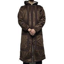 Hiver Marron à Capuche Fausse Fourrure Daim Long Manches Cape Manteau Veste Baja
