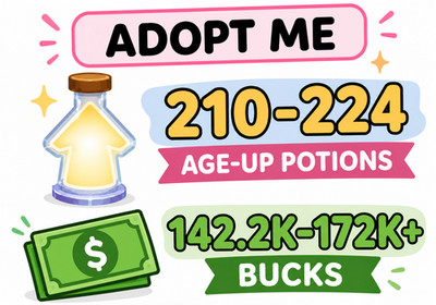   Adopt me 210-224 age up Potions, 142.2K-172K+ Bucks | Adopt From Me Now!