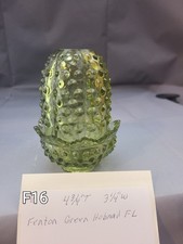 Vintage Fenton Fairy Lamp Colonial Green Hobnail