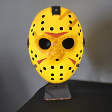 Jason Voorhees Adjustable Plastic Hockey Full Face Mask Yellow/Black Adult
