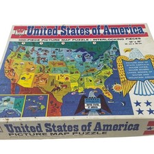 Vintage 1965 United States of America 100-Piece Picture Map 14" X 18" Puzzle