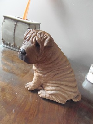 Shar pei Dog Figurine Sandcast by Sandra Brue